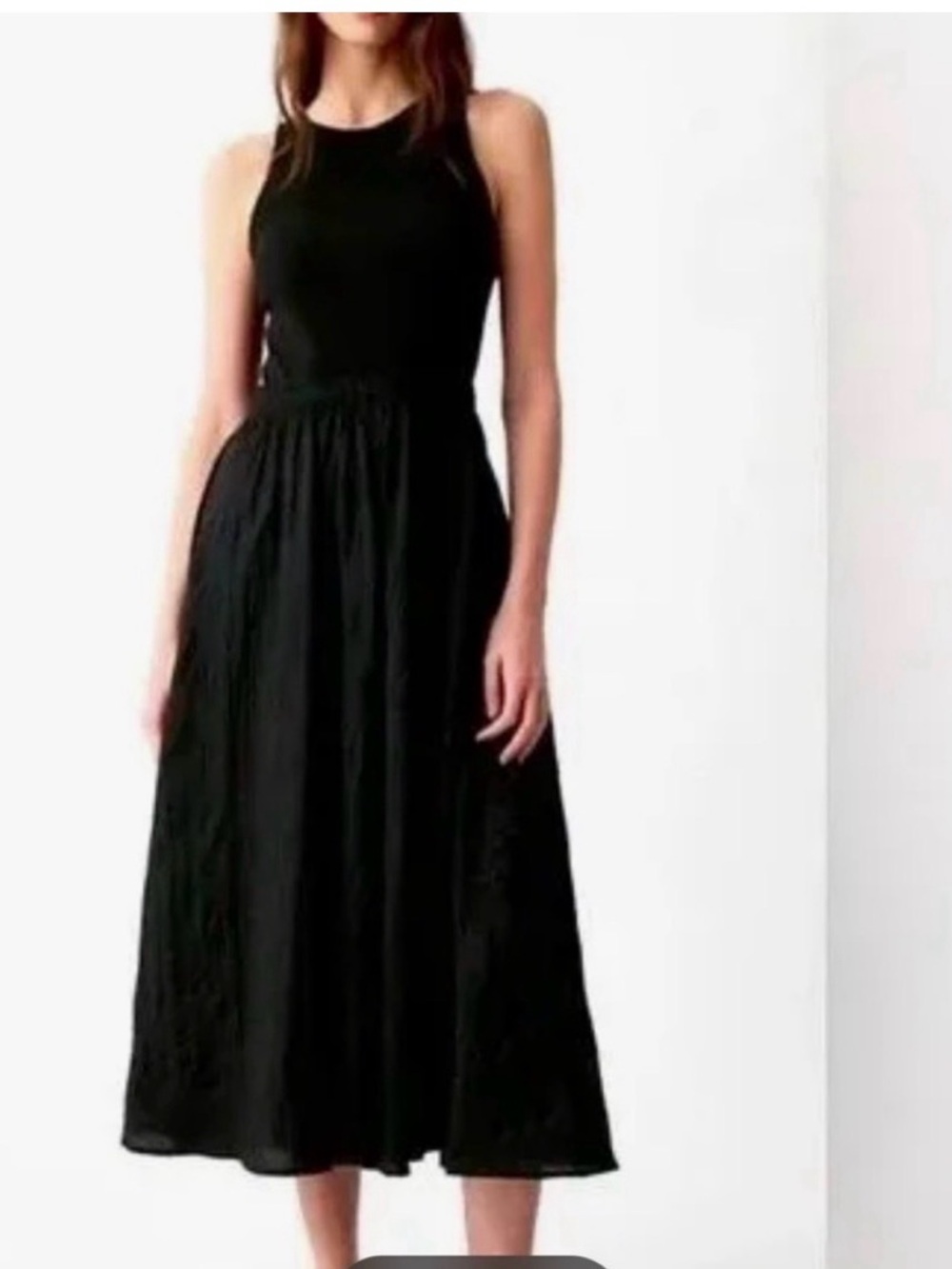 Gap Outlet Black Mixed Media Racerback Maxi Dress Size M
